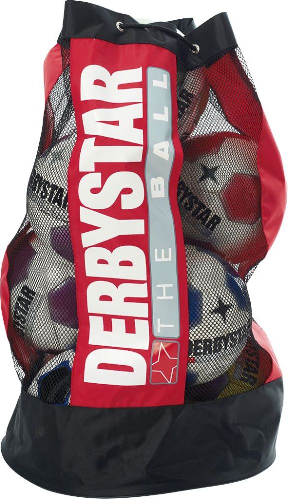 Derbystar Fußball Ballsack Balltasche für 10 Bälle rot schwarz Größe 43 x 75 cm
