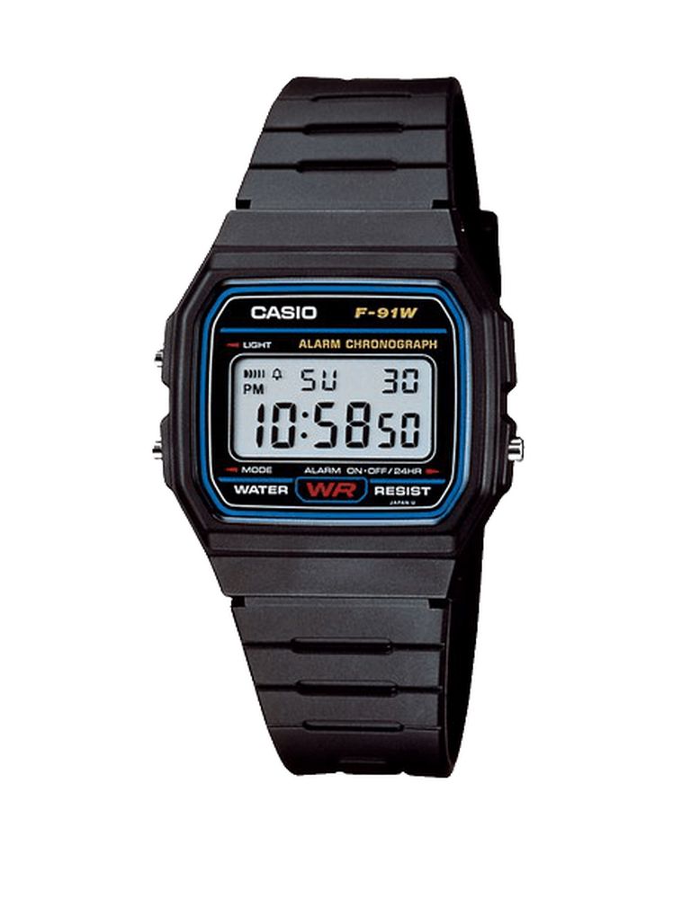 Casio F-91 W Schiedsrichter Armbanduhr schwarz